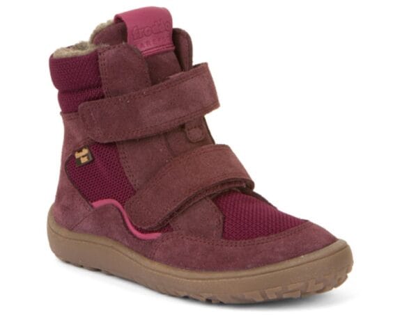 Dívčí zimní barefoot boty TEX WINTER Bordeaux