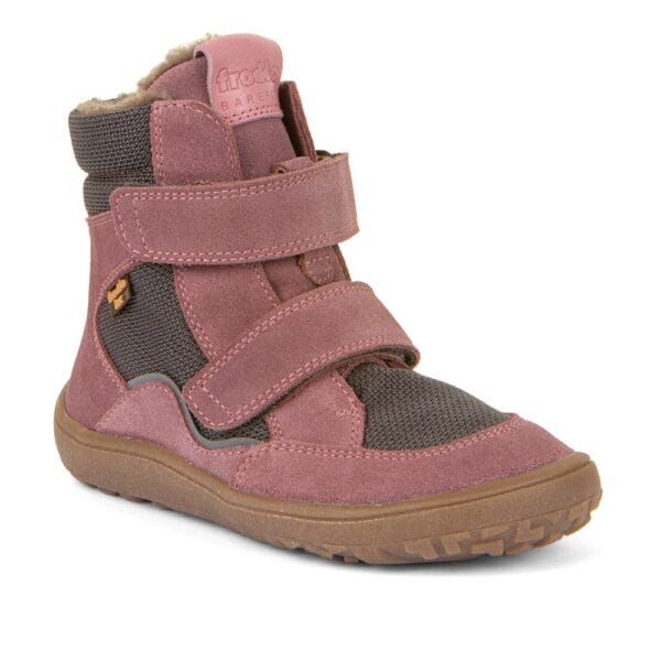 Dívčí zimní barefoot boty TEX WINTER Gray Pink